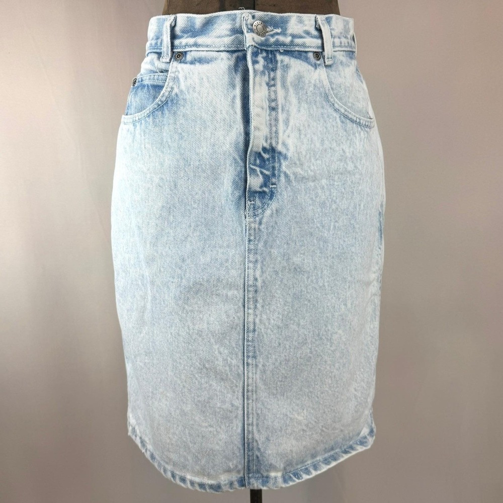 Vintage 90s Womens‎ (27") CALVIN KLEIN SPORT Acid Wash Denim Skirt CBK Western